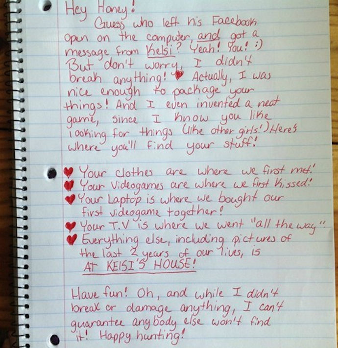 Breakup Letter: Heres Your Shit... If You Can Find It breakup note Breakup Letter: Heres Your Shit... If You Can Find It